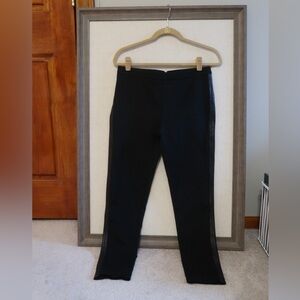 Burberry Ankle Black Pants with Leather Sides | Size 10